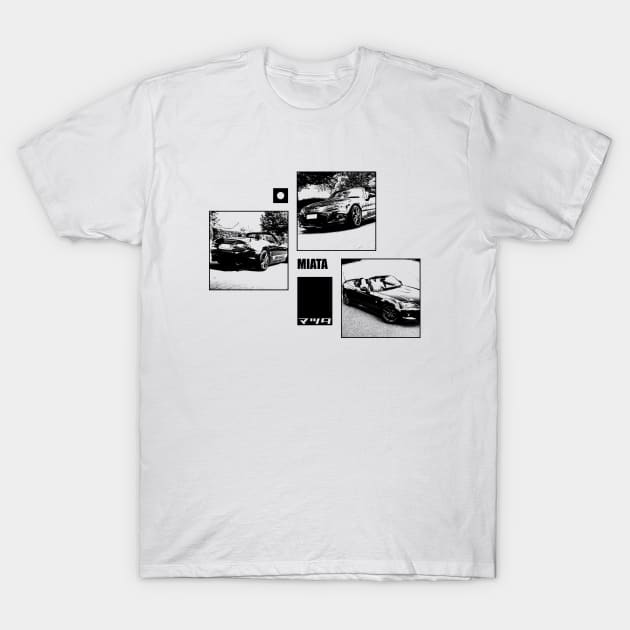 Mazda Miata MX-5 NC Black 'N White Archive T-Shirt by Cero